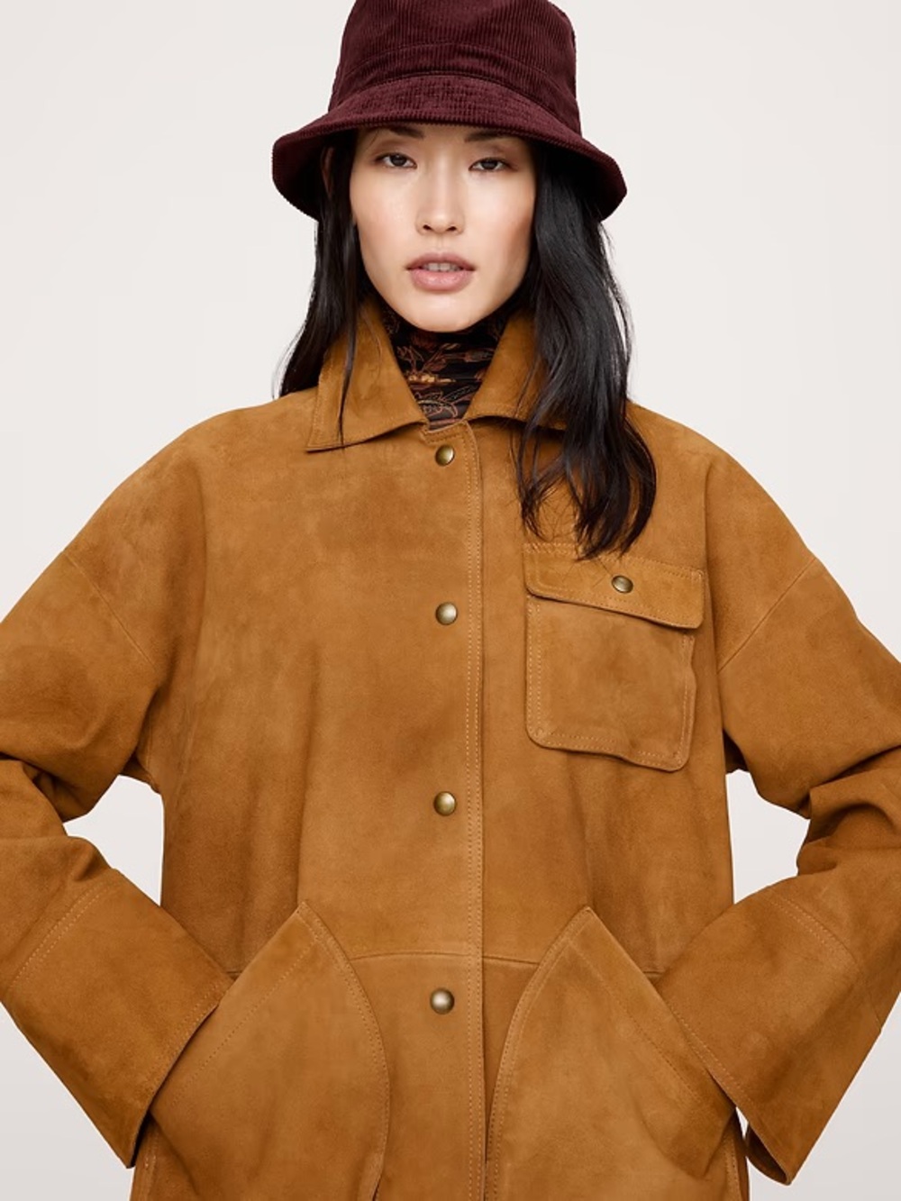 NWT Banana Republic Heritage Suede Jacket XL Caramel - Picture 2 of 7